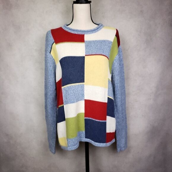 Vintage Sweaters - Vintage Liz Claiborne knit colorblock sweater XLP